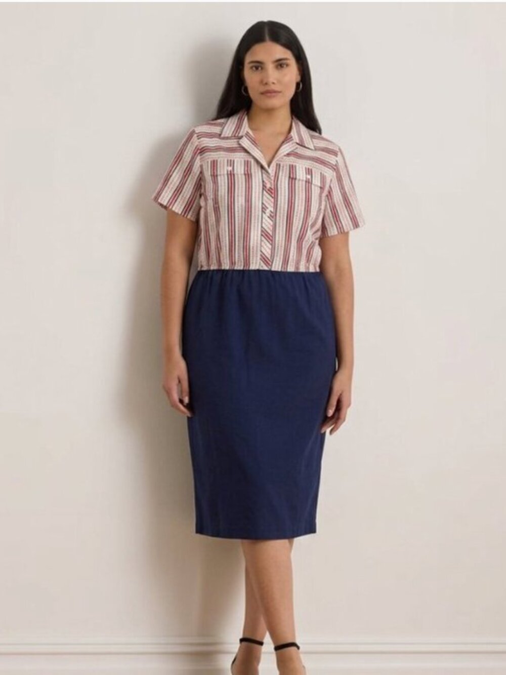 Vintage nautical red white and blue secretary dress